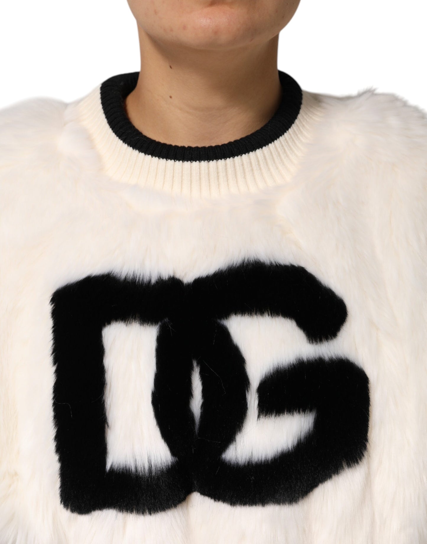 Sudadera Dolce & Gabbana blanca corta de piel sintética DG