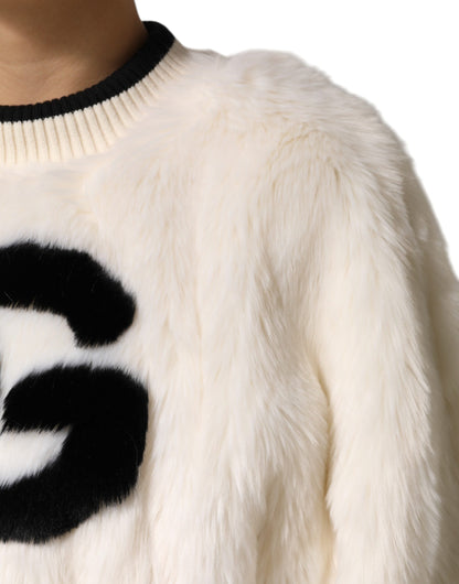 Sudadera Dolce & Gabbana blanca corta de piel sintética DG