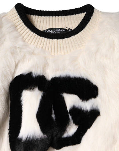 Sudadera Dolce & Gabbana blanca corta de piel sintética DG