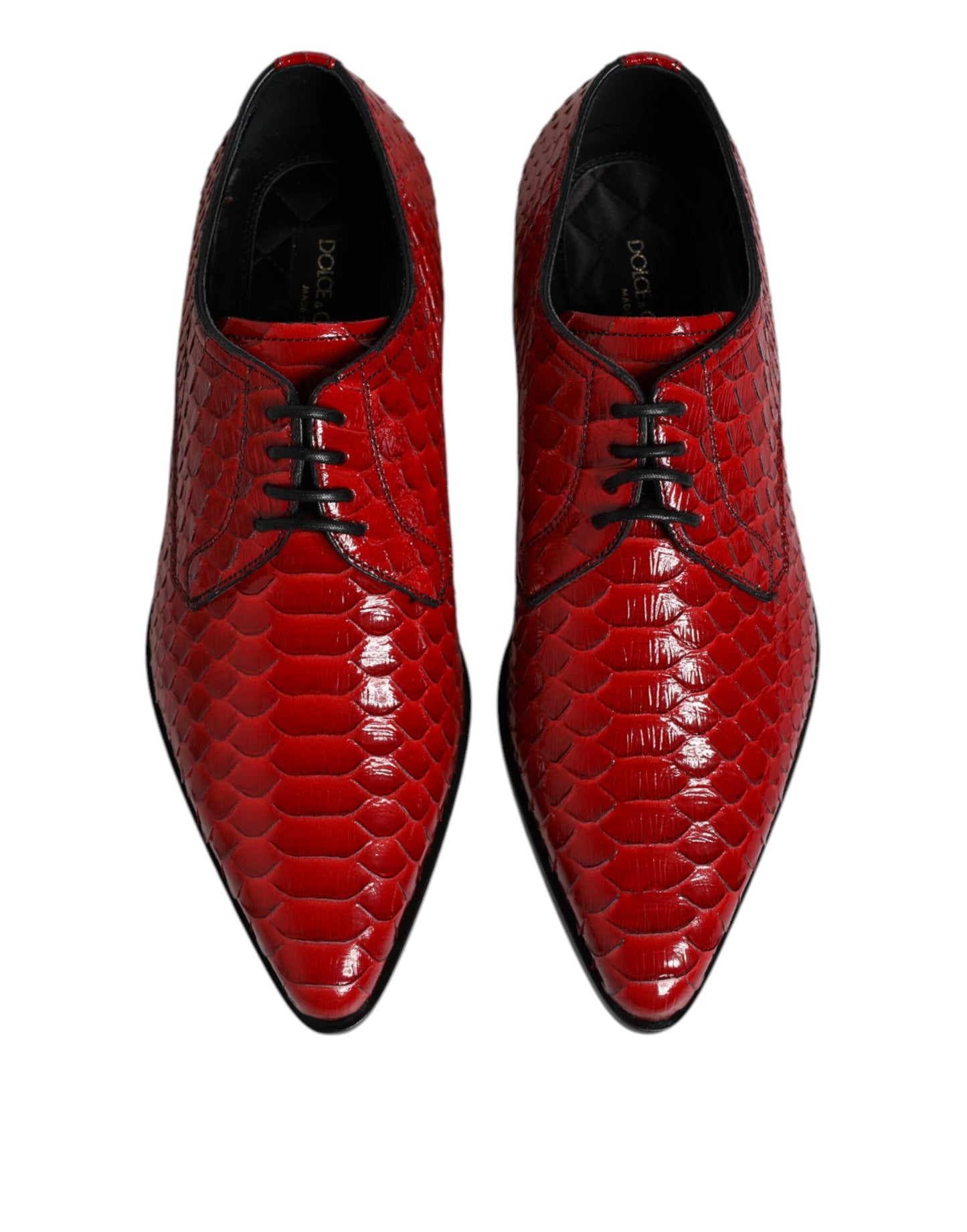 Zapatos Derby con cordones de piel exótica roja de Dolce & Gabbana