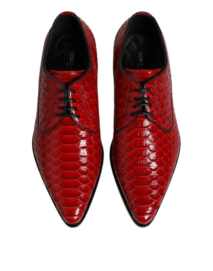 Zapatos Derby con cordones de piel exótica roja de Dolce & Gabbana