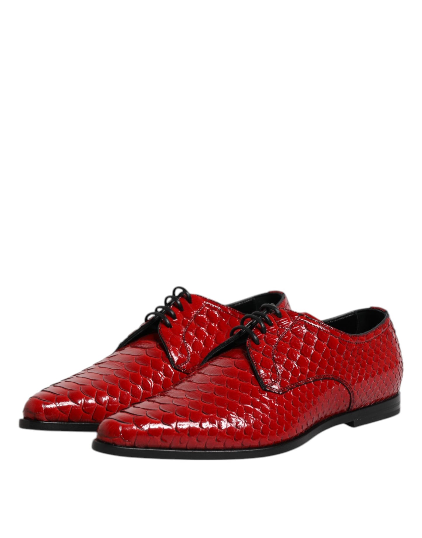Zapatos Derby con cordones de piel exótica roja de Dolce & Gabbana
