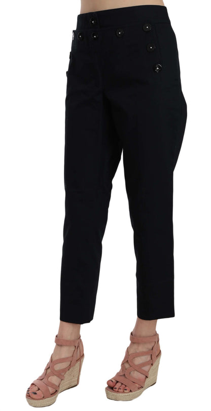 Pantalones Dolce & Gabbana negros adornados con botones delanteros cortos