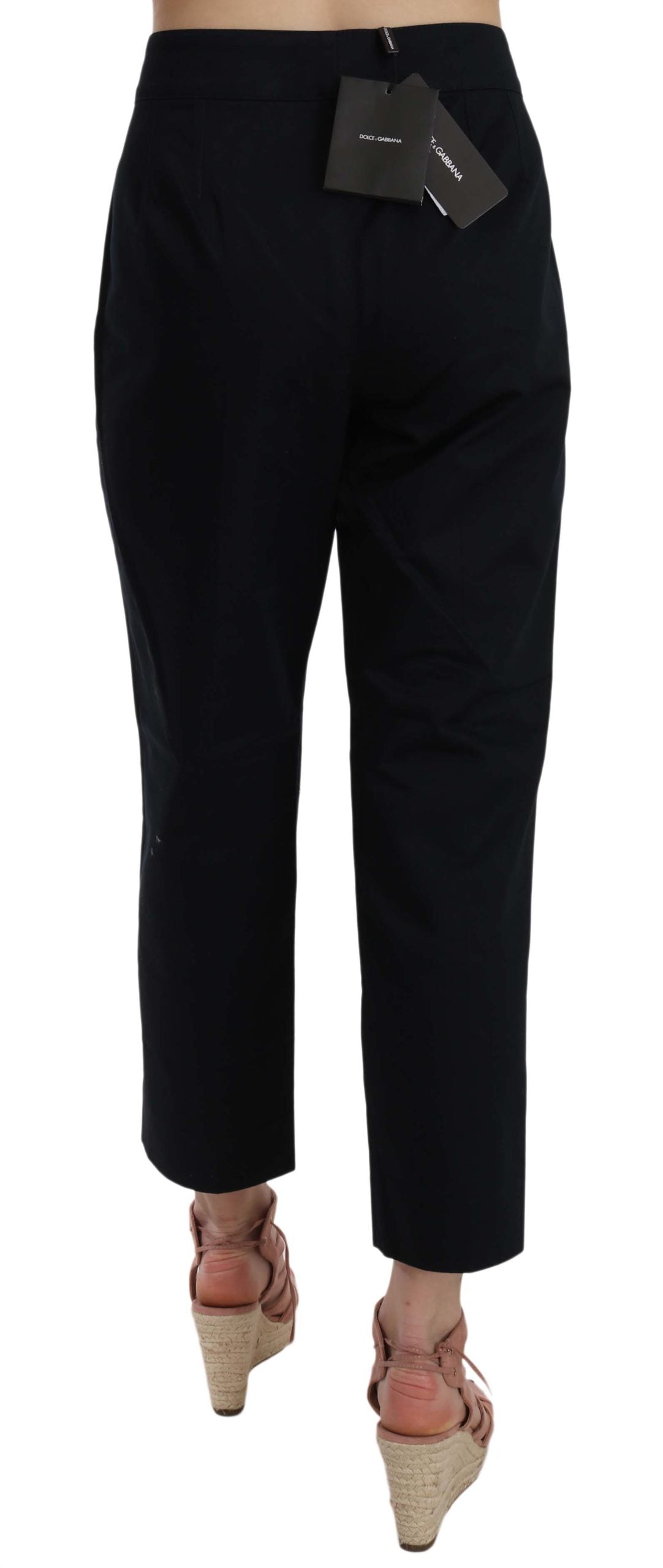Pantalones Dolce & Gabbana negros adornados con botones delanteros cortos