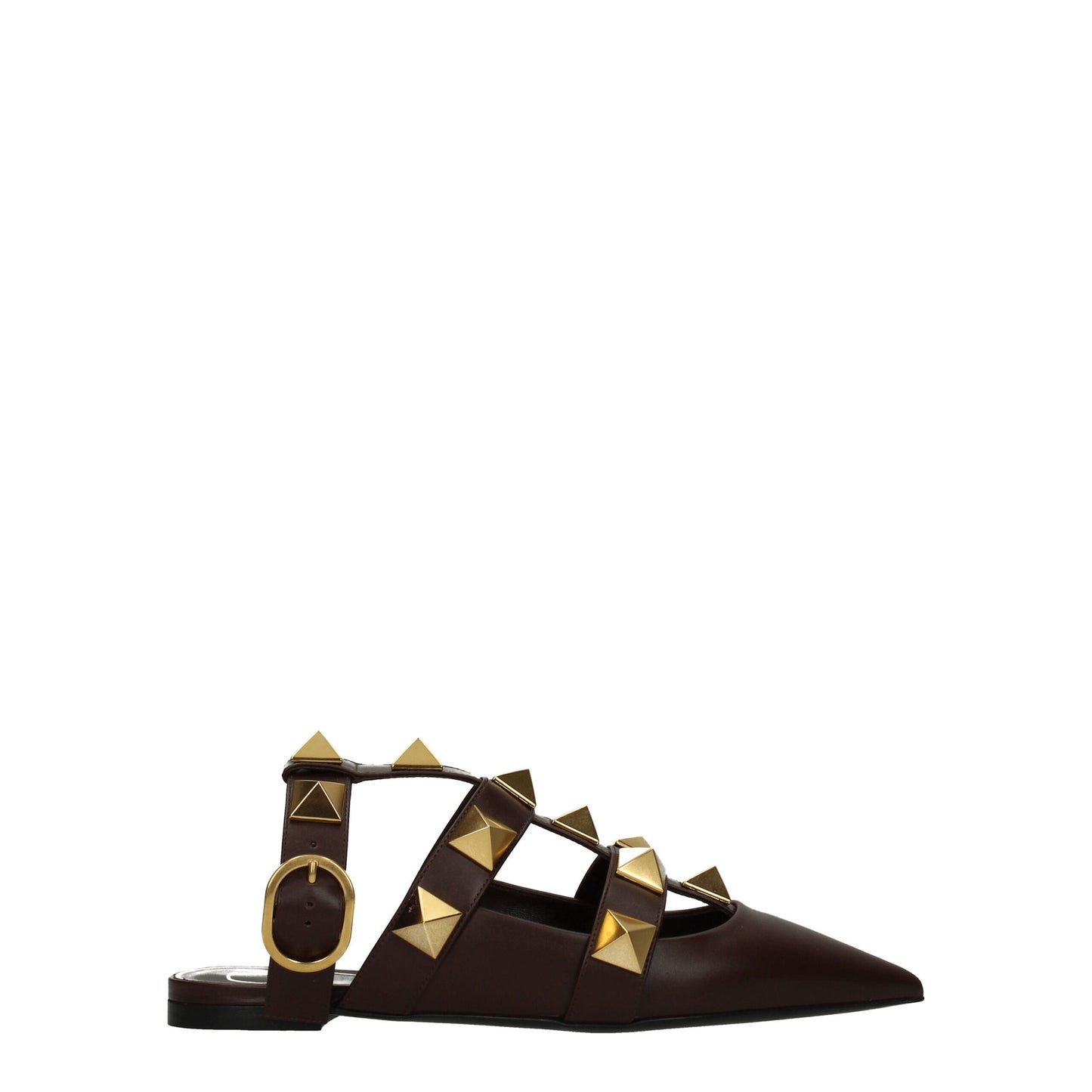 Sandalias planas Valentino Garavani de cuero marrón