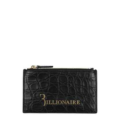 Tarjetero Billionaire Italian Couture de cocodrilo negro