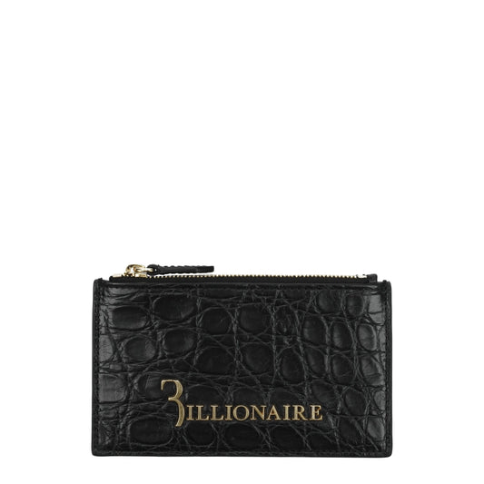 Tarjetero Billionaire Italian Couture de cocodrilo negro