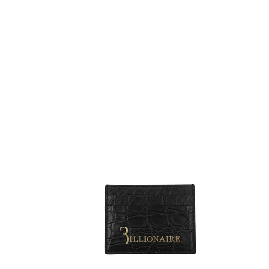 Tarjetero de piel de cocodrilo negro Billionaire Italian Couture