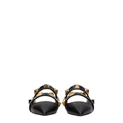 Valentino Garavani Black Leather Mule Sandals Reference F70699