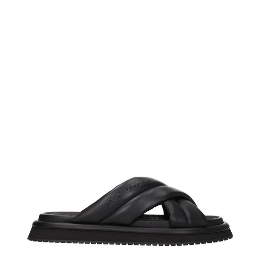 Pantuflas de cuero negras Dolce & Gabbana