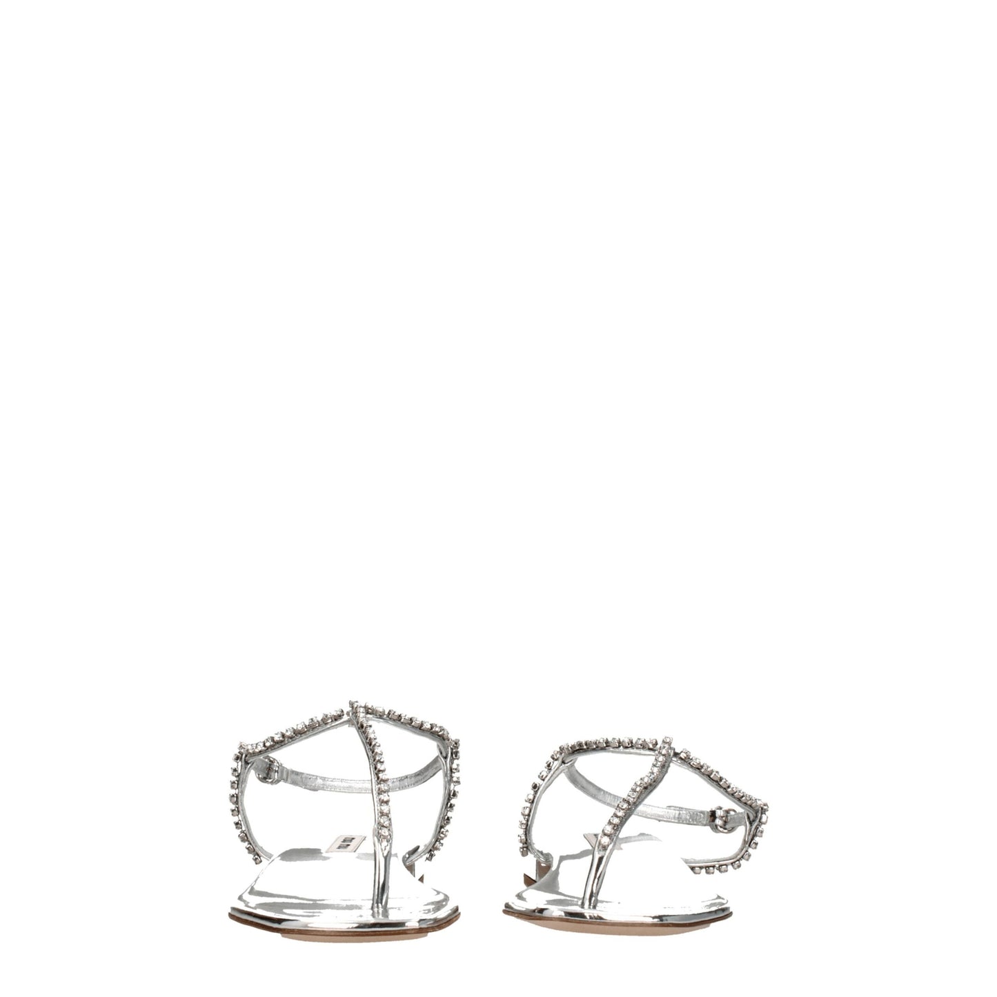 Sandalias de piel gris con diseño de chanclas de Miu Miu