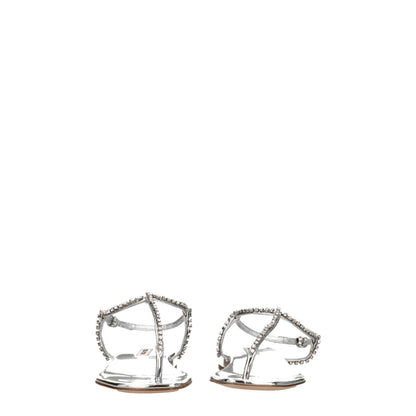Sandalias de piel gris con diseño de chanclas de Miu Miu