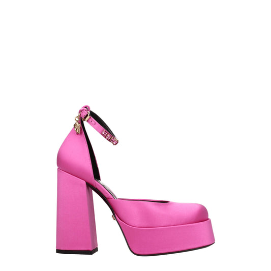 Zapatos de tacón de plataforma Versace de satén rosa