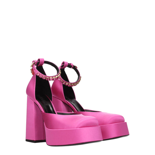 Zapatos de tacón de plataforma Versace de satén rosa
