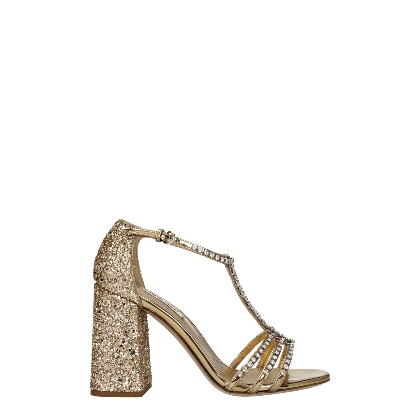 Sandalias de plataforma Miu Miu de plástico dorado