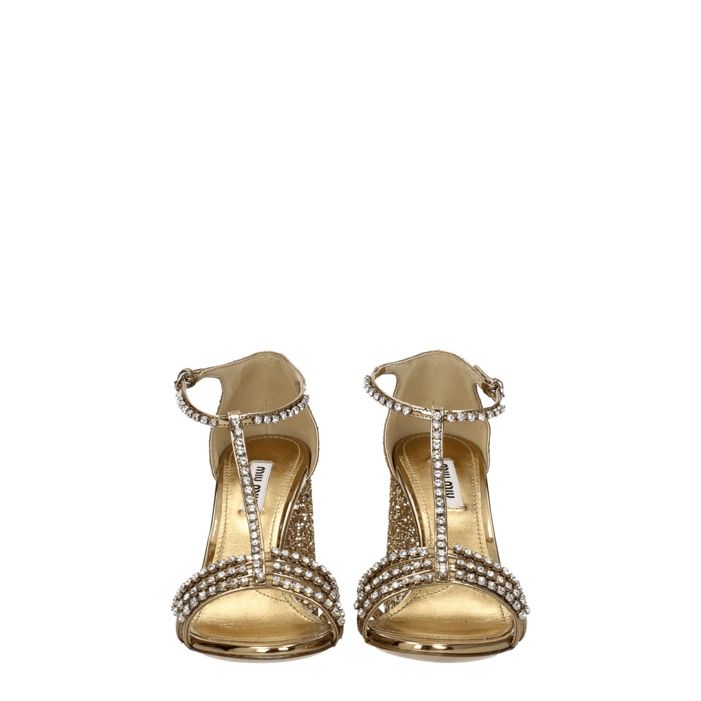 Sandalias de plataforma Miu Miu de plástico dorado