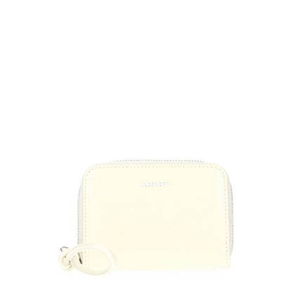 Billetera de cuero beige Jil Sander