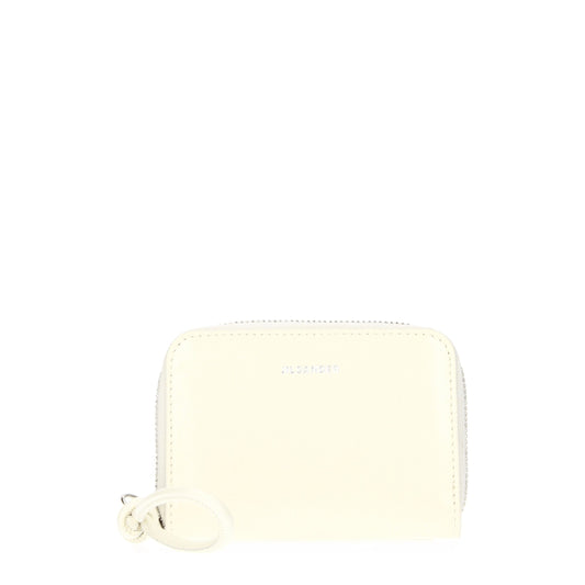Billetera de cuero beige Jil Sander