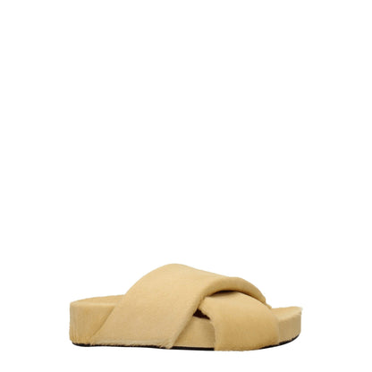 Pantuflas Jil Sander beige de crin de caballo