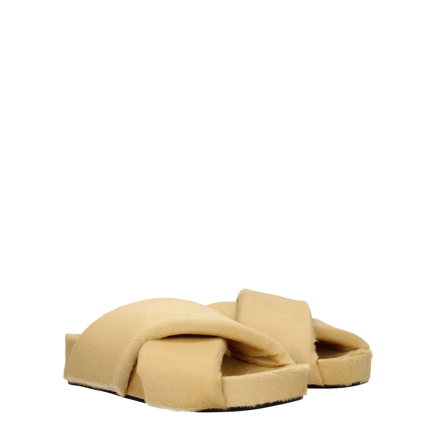 Pantuflas Jil Sander beige de crin de caballo