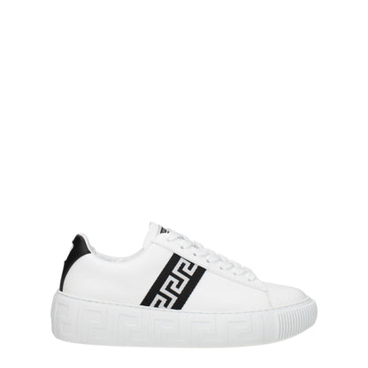 Zapatillas bajas de cuero blanco Versace