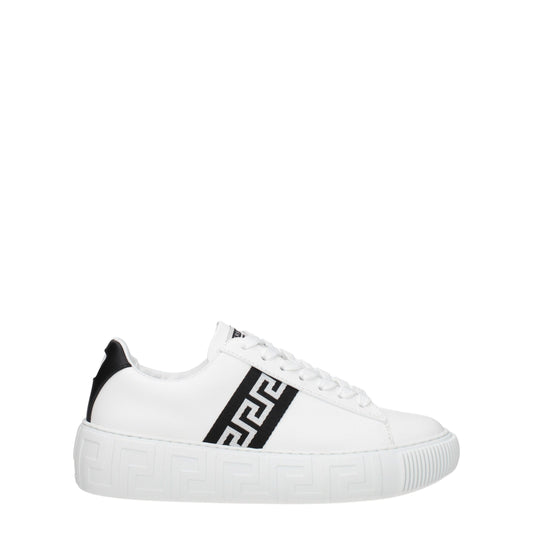 Zapatillas bajas de cuero blanco Versace