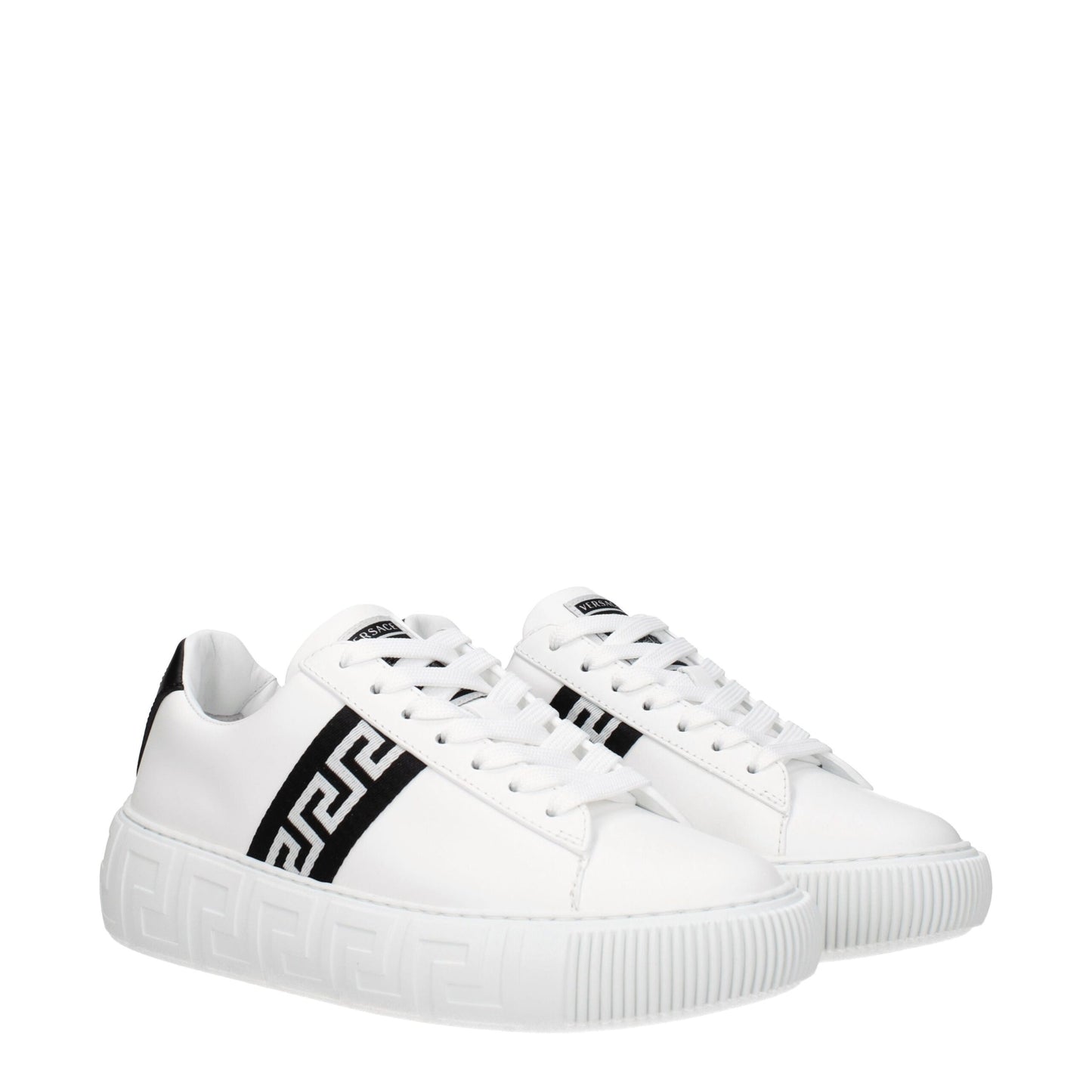 Zapatillas bajas de cuero blanco Versace