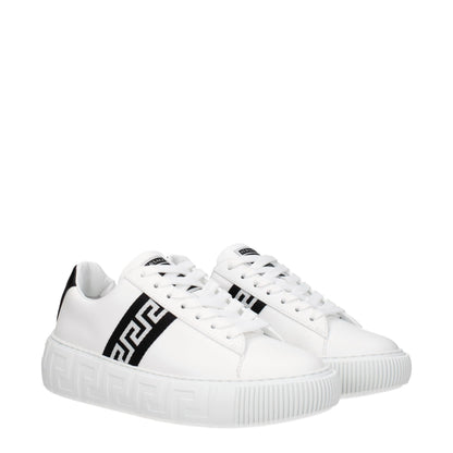 Zapatillas bajas de cuero blanco Versace