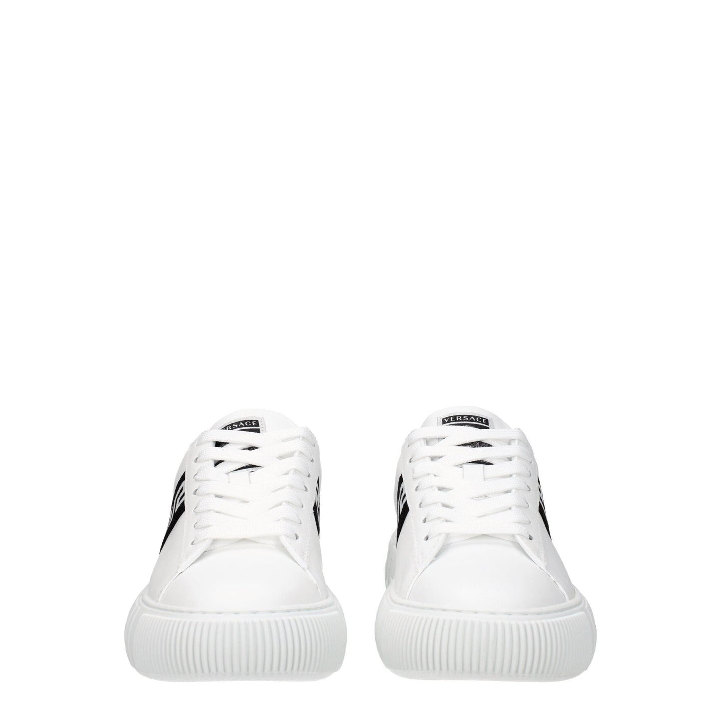 Zapatillas bajas de cuero blanco Versace