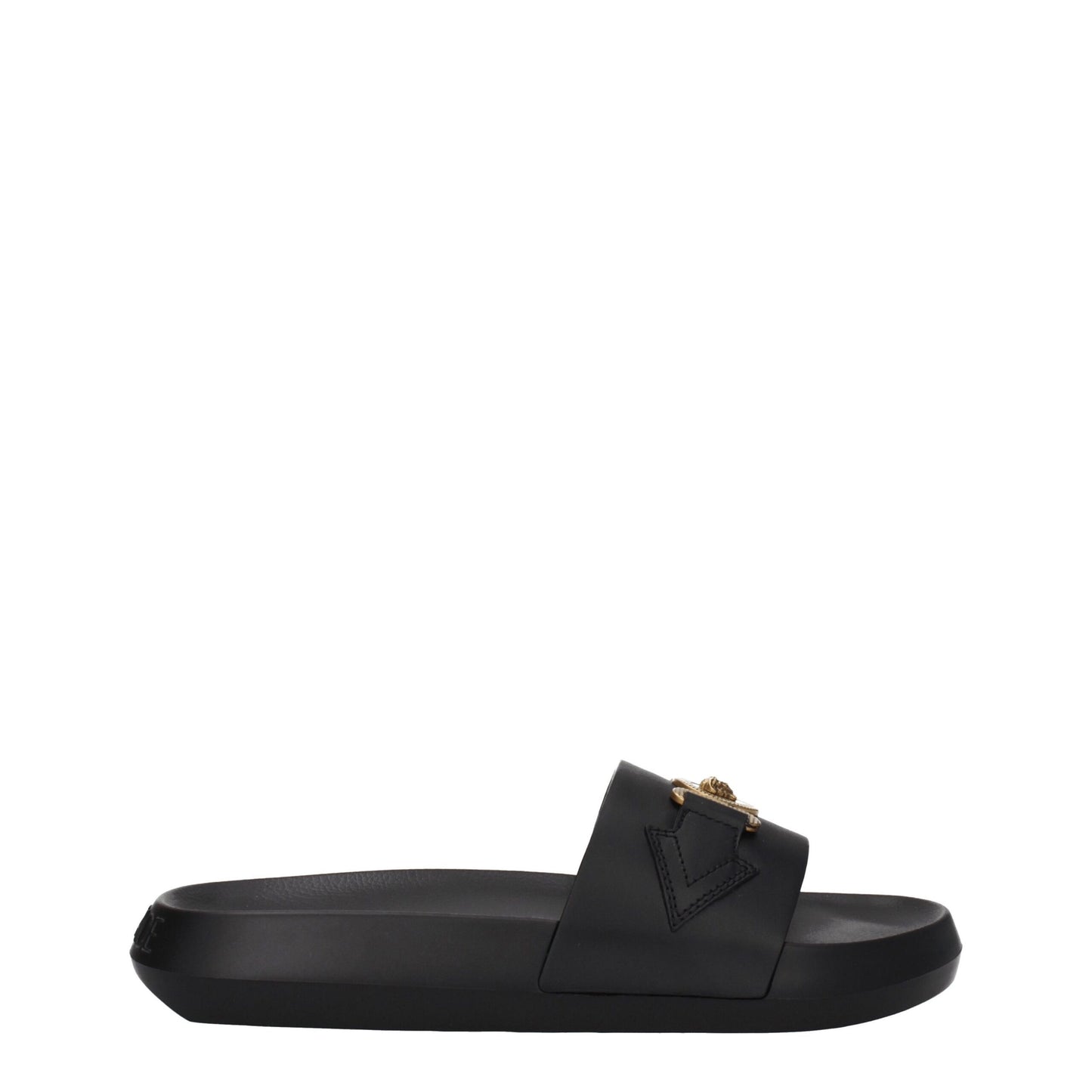 Pantuflas de cuero negras Versace