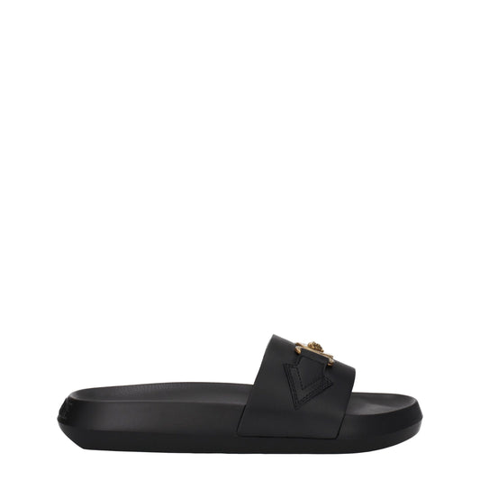 Pantuflas de cuero negras Versace