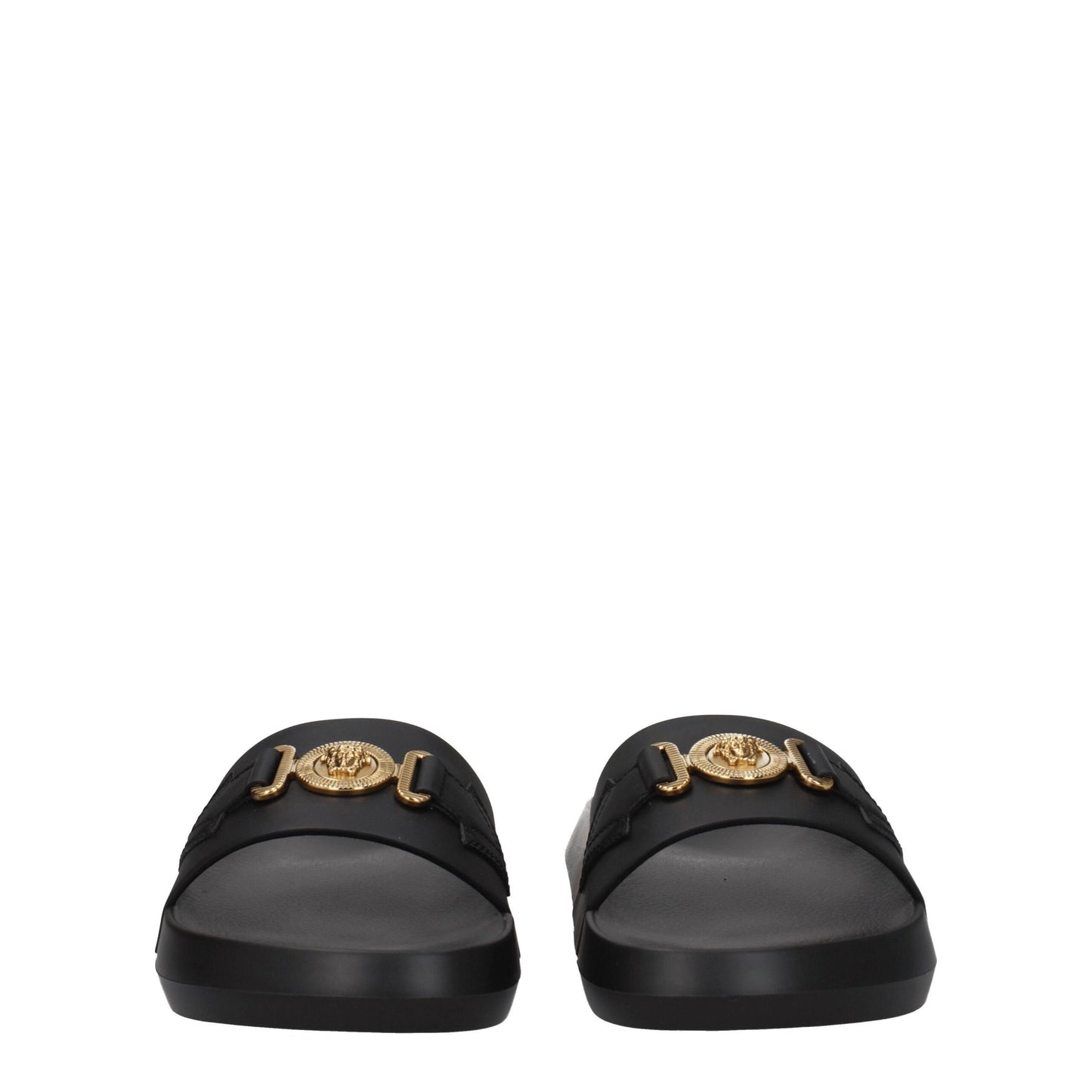 Pantuflas de cuero negras Versace