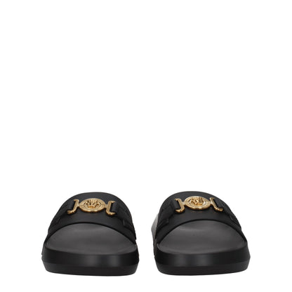 Pantuflas de cuero negras Versace