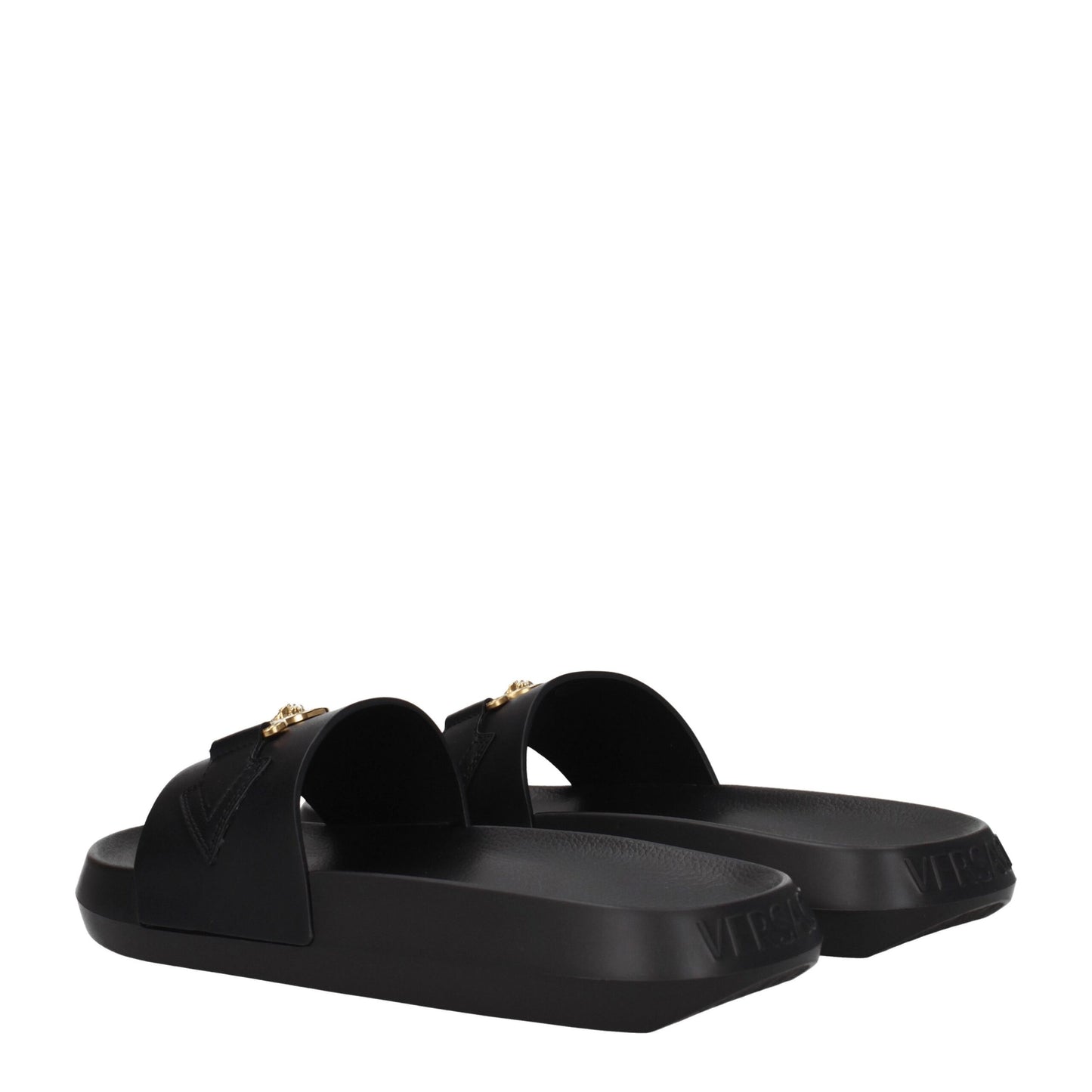 Pantuflas de cuero negras Versace