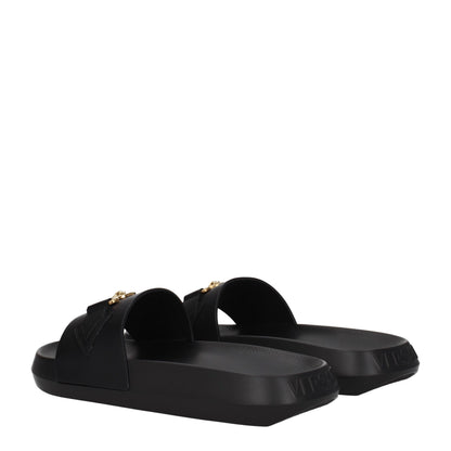 Pantuflas de cuero negras Versace