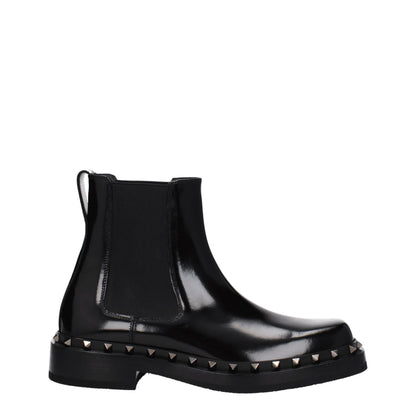 Botas De Tobillo De Cuero Negro Valentino Garavani
