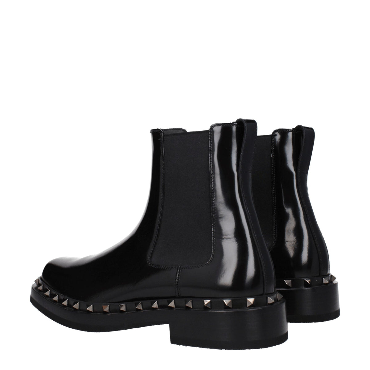 Botas De Tobillo De Cuero Negro Valentino Garavani