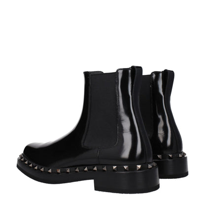 Botas De Tobillo De Cuero Negro Valentino Garavani