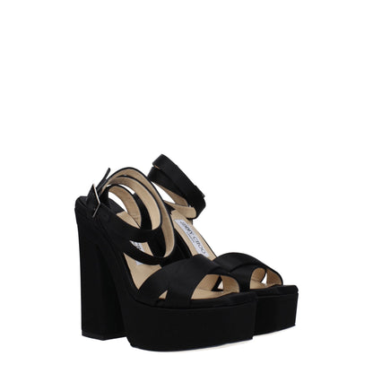 Sandalias de plataforma de satén negro Jimmy Choo