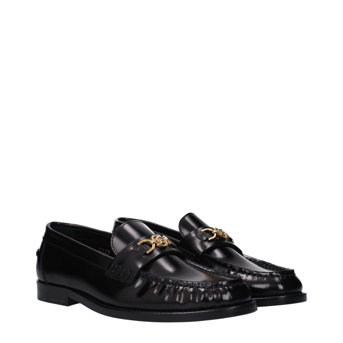 Mocasines destalonados de cuero negros de Versace