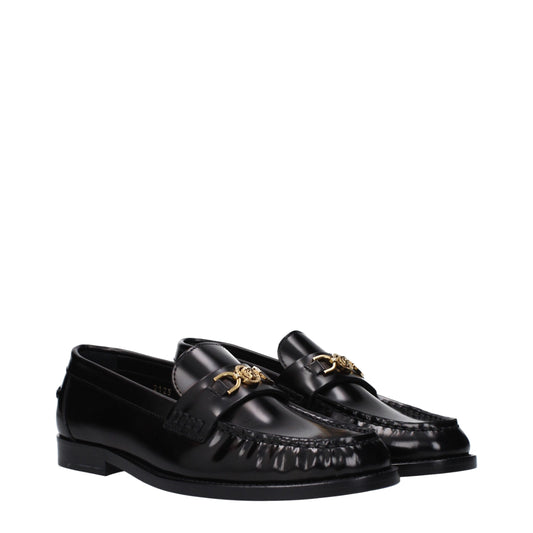 Mocasines destalonados de cuero negros de Versace
