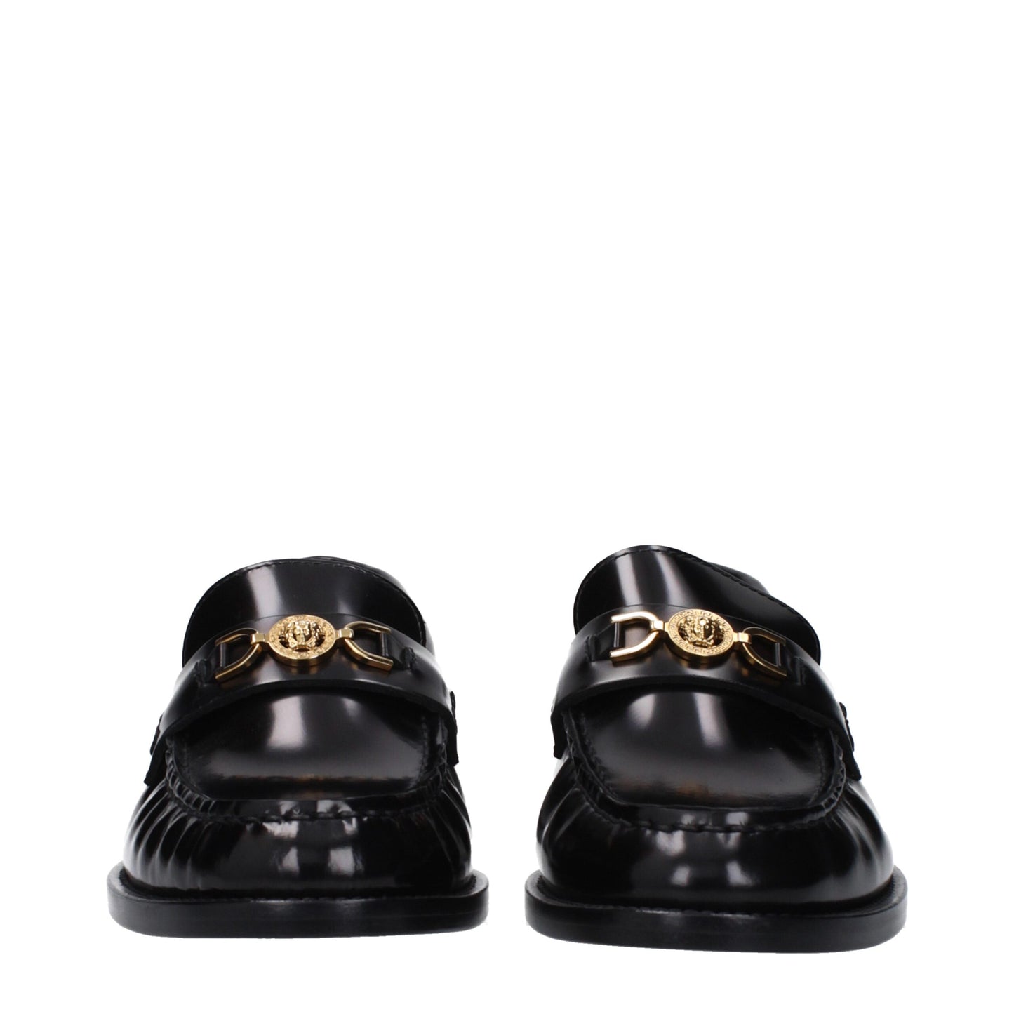 Mocasines destalonados de cuero negros de Versace
