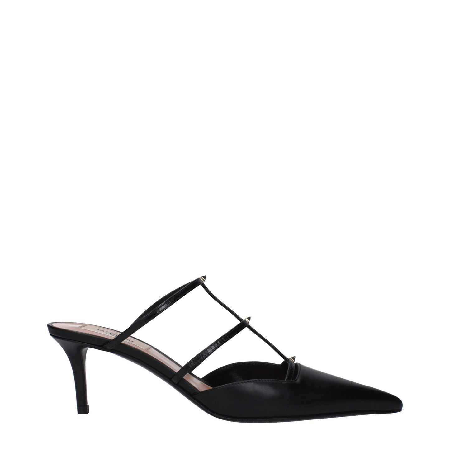 Sandales plates en cuir noir Valentino Garavani