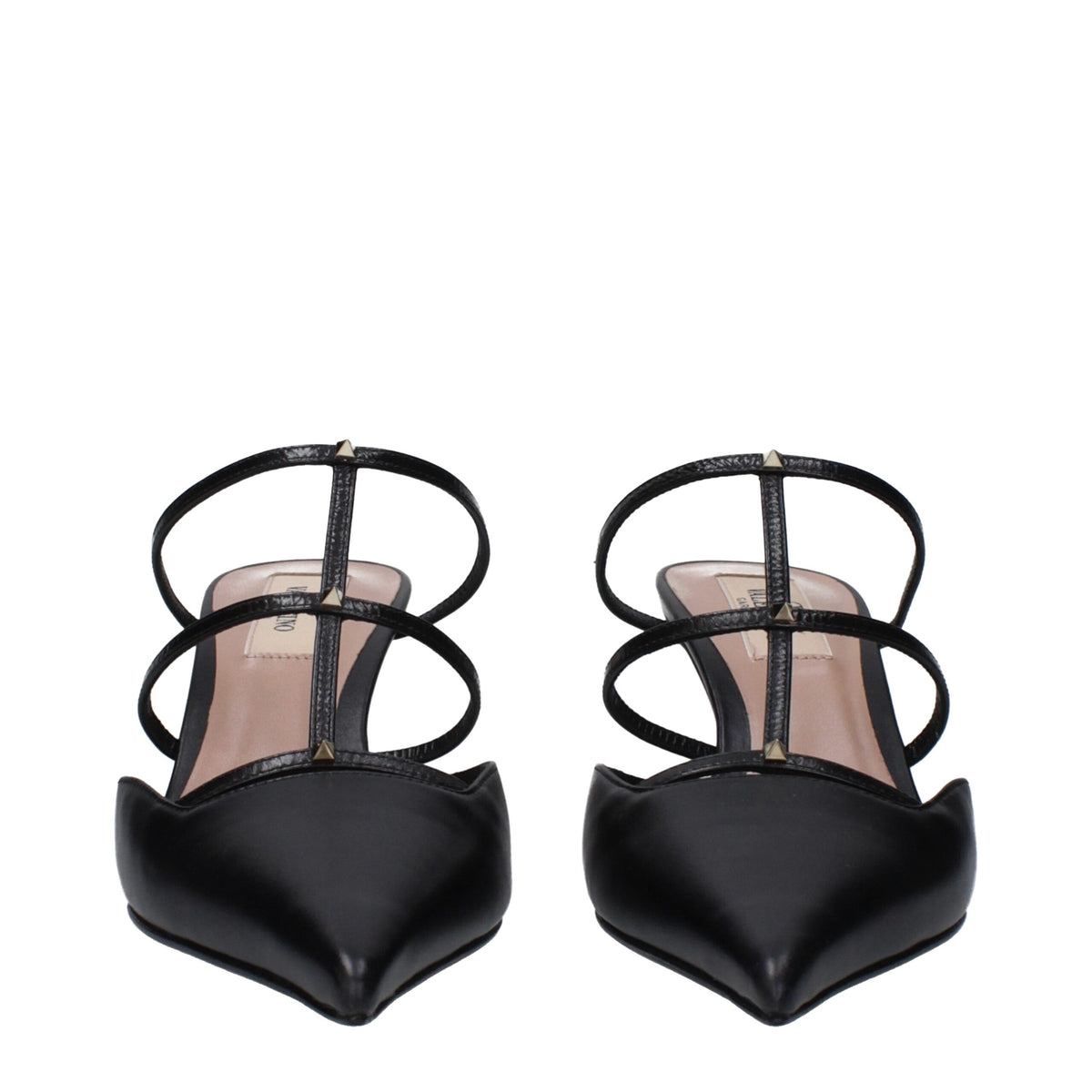 Sandales plates en cuir noir Valentino Garavani