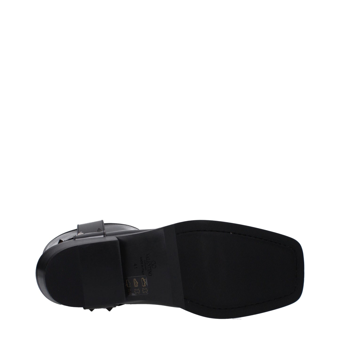 Botas De Tobillo Valentino Garavani De Piel Negra Punta Cuadrada