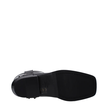 Botas De Tobillo Valentino Garavani De Piel Negra Punta Cuadrada