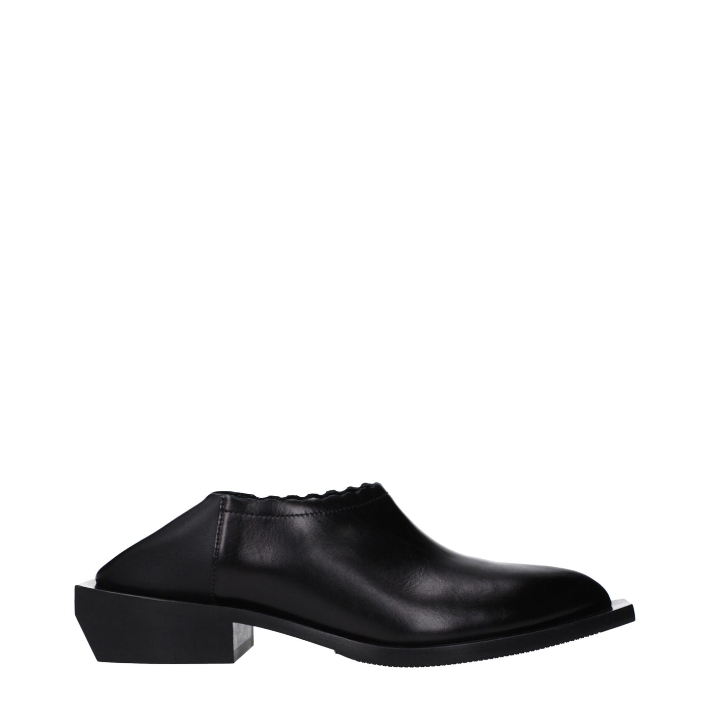 Mules de cuero negro Moschino