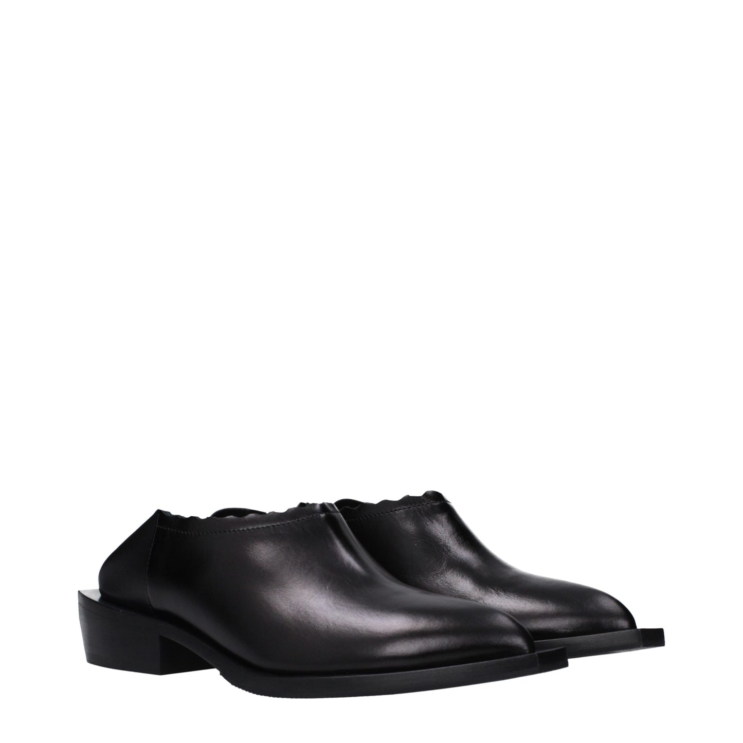 Mules de cuero negro Moschino