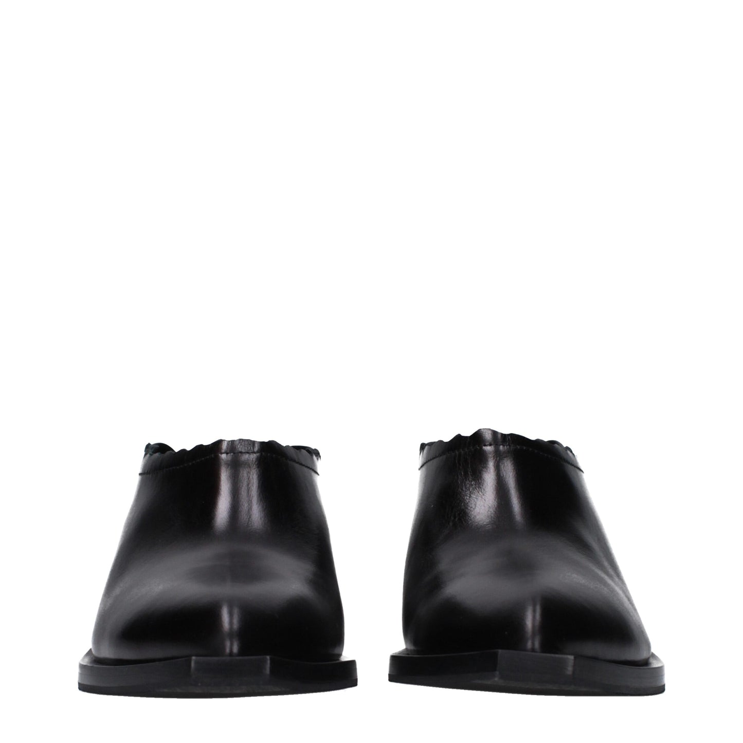 Mules de cuero negro Moschino