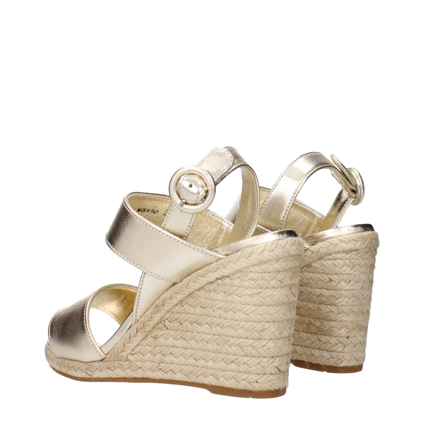 Sandalias de cuña Prada de cuero dorado